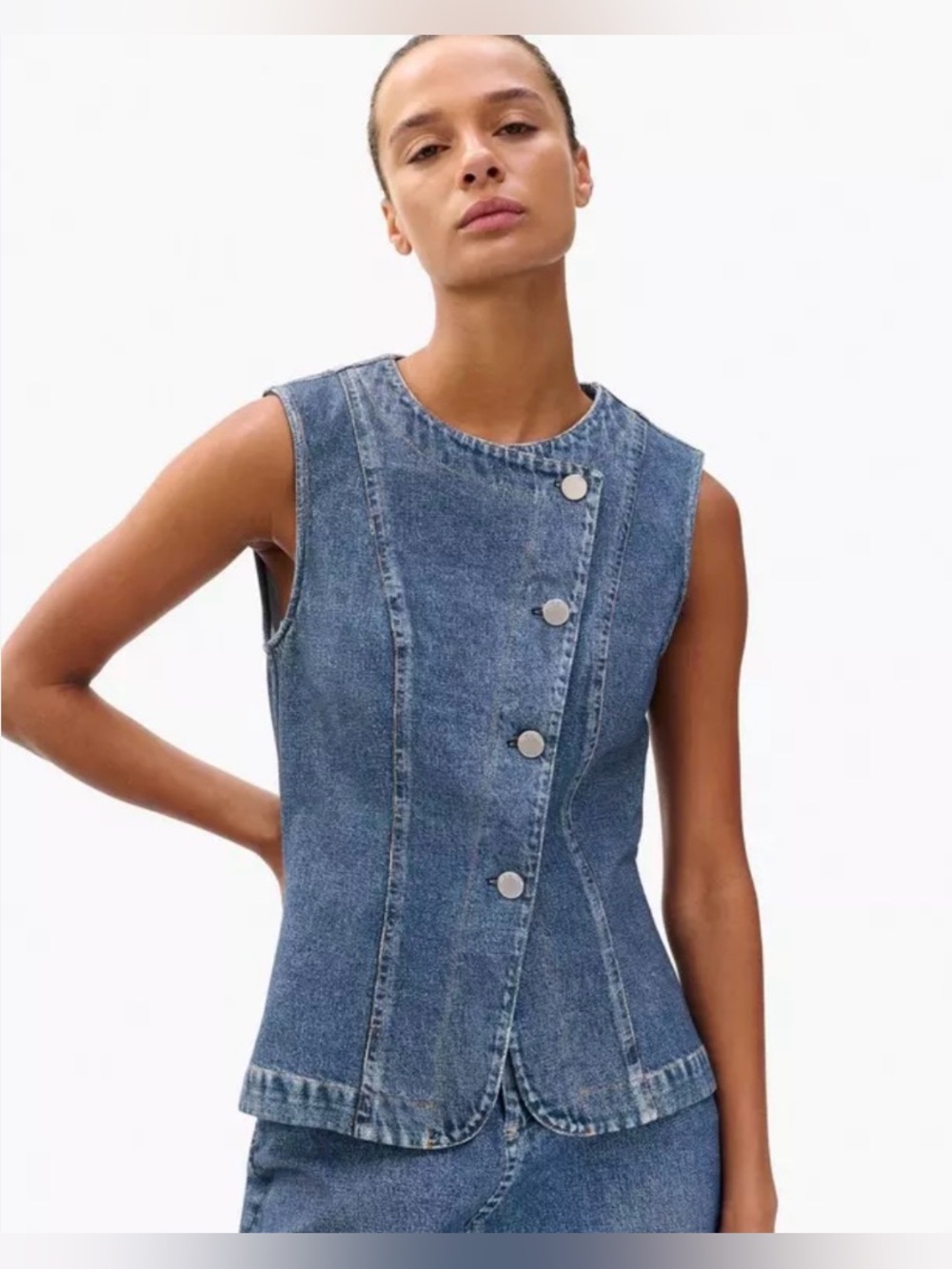Rag & Bone Miramar Olivia Vest Refine Knit Woodside Blue 6